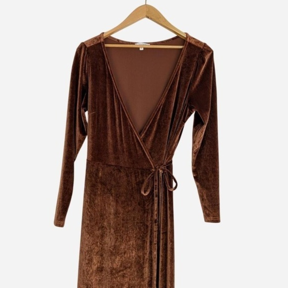 Baltic Born Meghan Velvet Wrap Maxi Dress Rust Orange Size Large - Picture 4 of 7